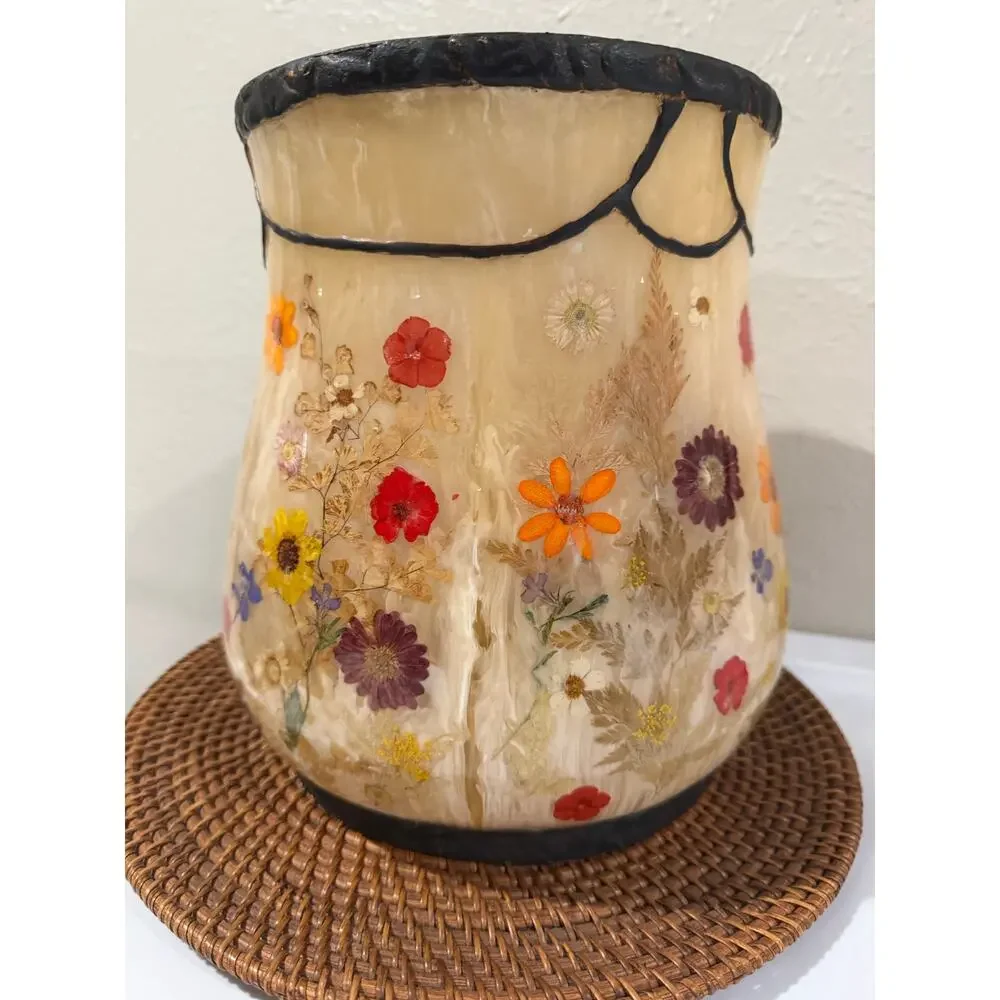 India Ink Fresh Fields Pressed Flowers Wastebasket